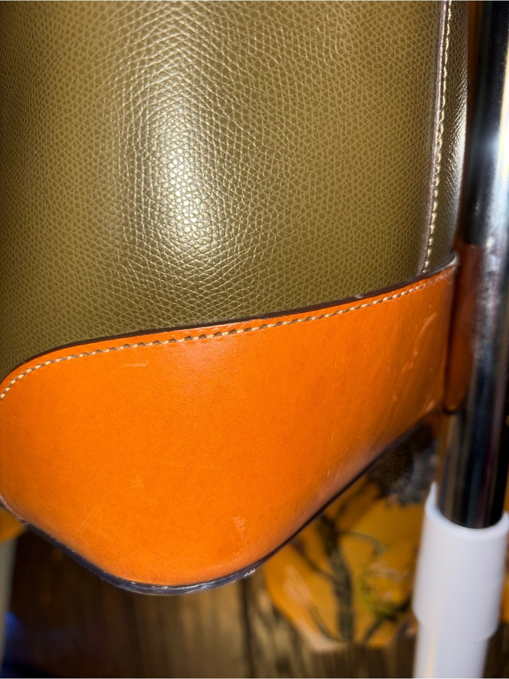 Dooney & Bourke Olive Green and Tan Claremont Leather Dover Bag - Picture 6 of 13